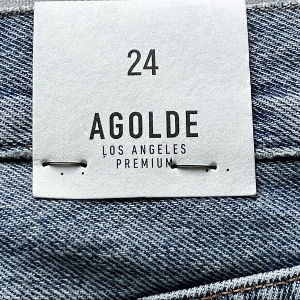 Agolde Carrie Long Shorts Sz 24 High Rise Slim Fit Knee Length Denim in Forfeit